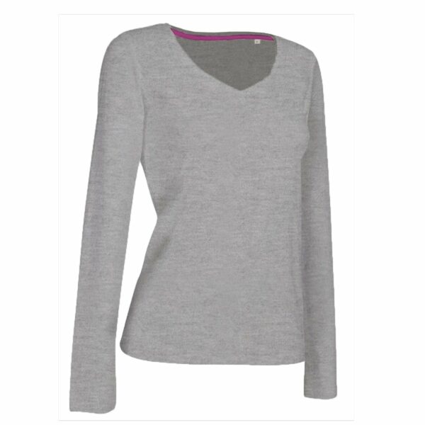T-SHIRT DONNA| MANICA LUNGA| SCOLLO A V| GRIGIA | STEDMAN | ELASTICIZZATA |  170 GR/M2 - Dandy Company