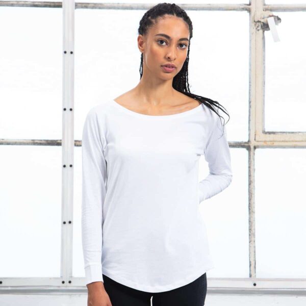 T-SHIRT DONNA| MANICA LUNGA| PROFONDO GIROCOLLO | BIANCA | MANTIS | 125  GR/M2 - Dandy Company