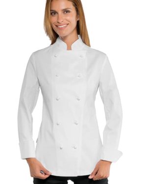 Manica Lunga 100/% Cotone Satin 180 gr//m/² Bianco Isacco Giacca Lady Chef Bianco S