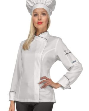 Manica Lunga 100/% Cotone Satin 180 gr//m/² Bianco Isacco Giacca Lady Chef Bianco S