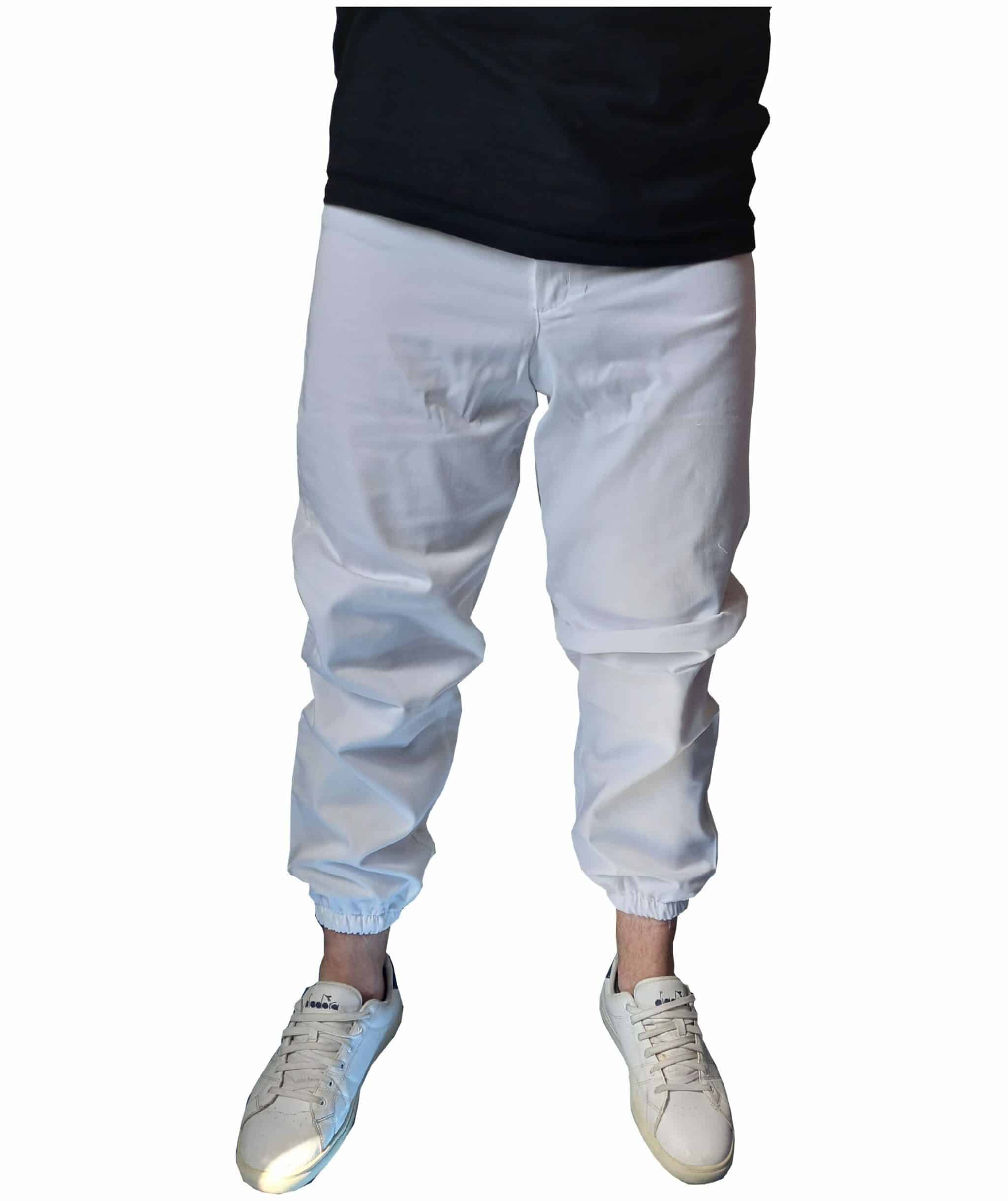 PANTALONE UNISEX | BIANCO | CAVIGLIA CON ELASTICO | EROS | BIANCO ELASTICO  - Dandy Company