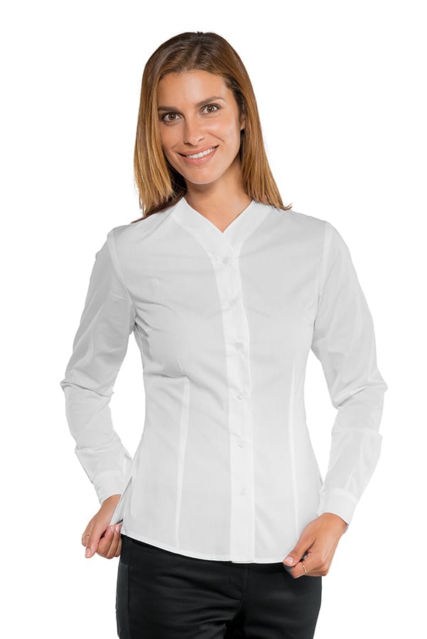 Casacca Collo a V Manica Lunga - Bianco Manica Lunga 100% Cotone