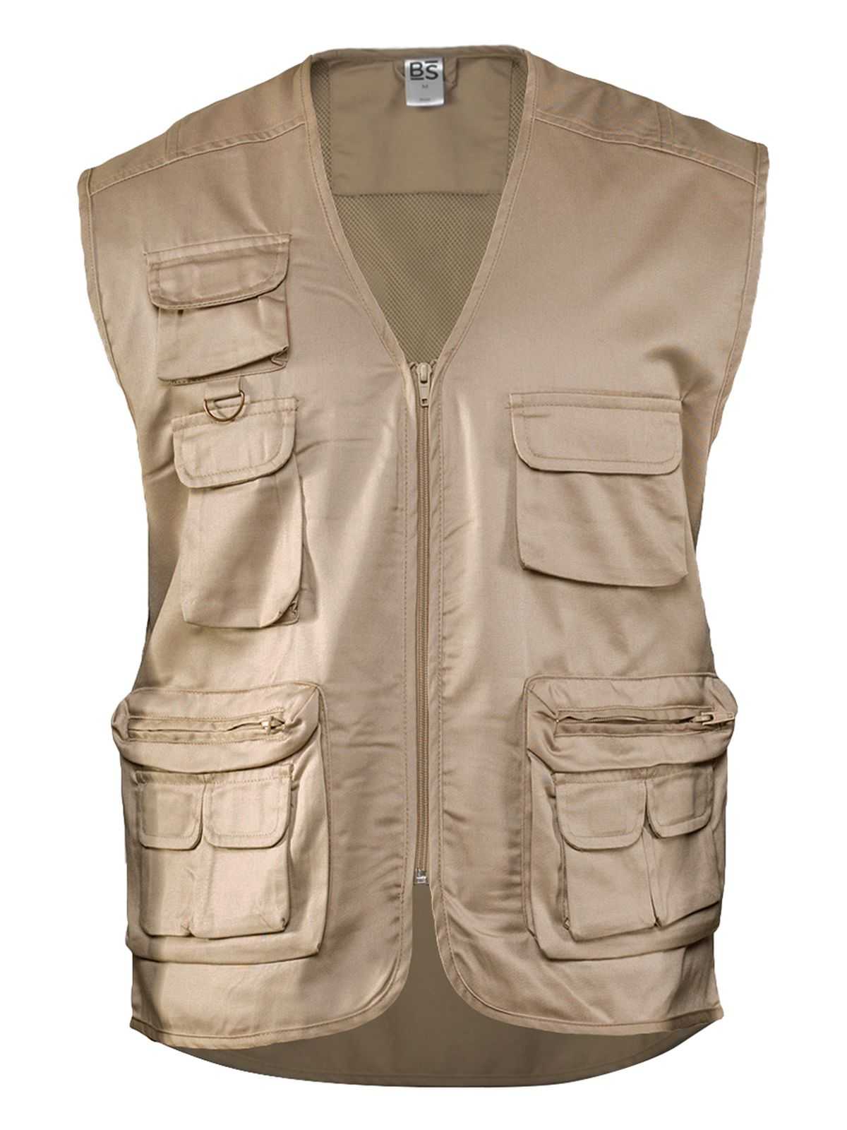 GILET SMANICATO | UOMO | MULTITASCHE | CON CERNIERA | BS | BS510 BEIGE -  Dandy Company